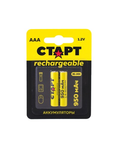 СТАРТ HR03 (AAA, 950mah), упак. 2 шт. БЛИСТЕР. Перезаряжаемые аккумуляторы. СТАРТ в Арзамасе