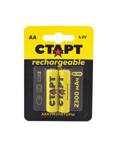 СТАРТ HR6 (AA, 2300 mah), упак. 2 шт. БЛИСТЕР. Перезаряжаемые аккумуляторы. СТАРТ в Арзамасе
