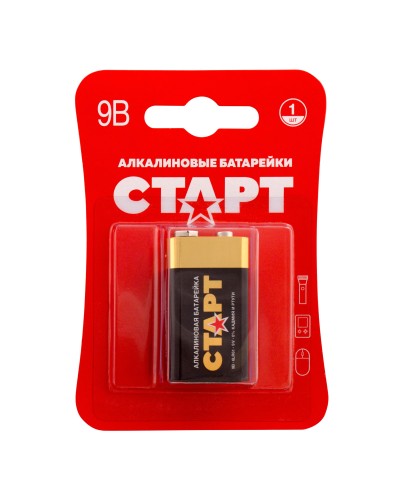 СТАРТ 6LR61-BL1 (9 В, Крона,  6LR61), БЛИСТЕР. Алкалиновая батарейка. СТАРТ в Арзамасе